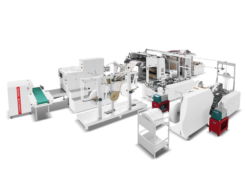 Máquina para fabricar bolsas de papel con Twister/mango plano en línea
